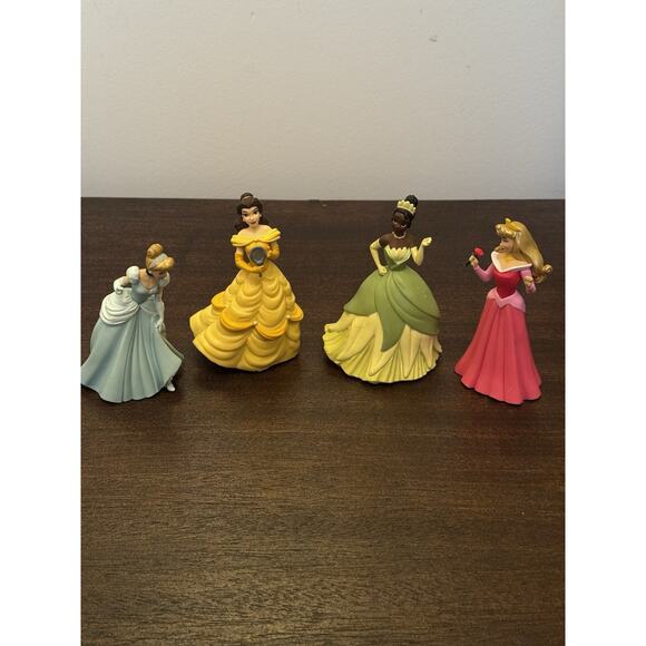 Disney Princesses 3” Cake Topper 4 Toys Sleeping Beauty Belle Cinderella Tiana - Picture 2 of 16